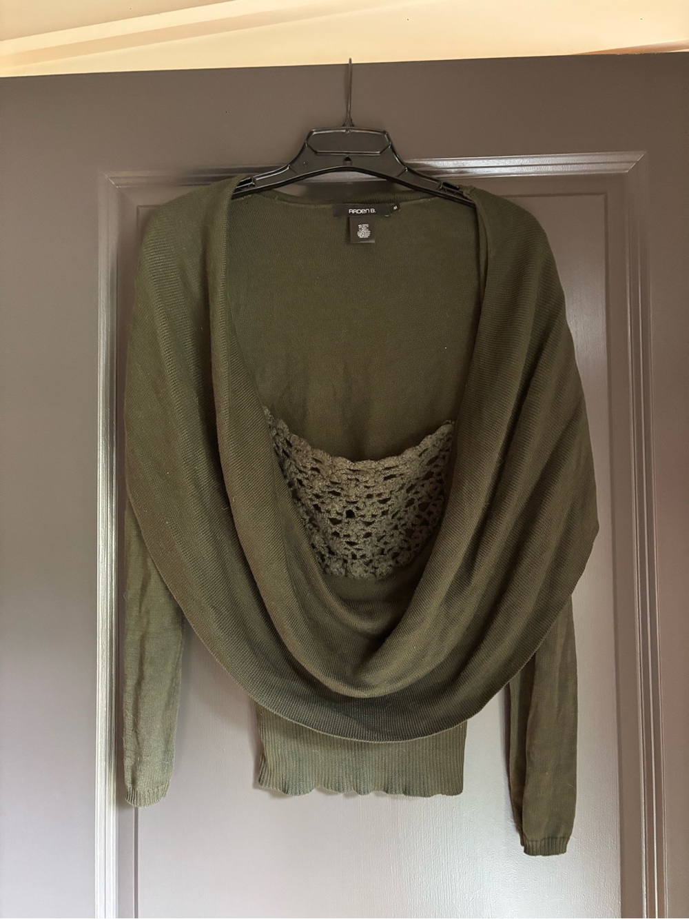 Arden B Olive Green Off-the-Shoulder Drape Sweater Size Medium
